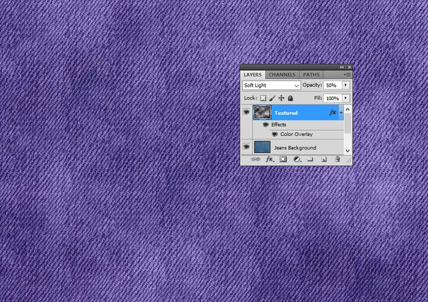 Đặt blend mode của layer Textured thành Soft Light và Opacity khoảng 50%.