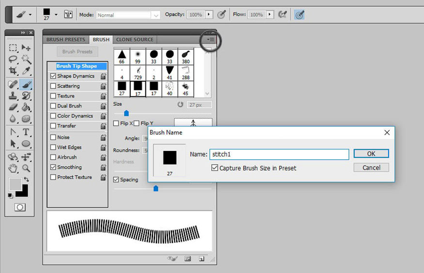 chọn New Brush Preset