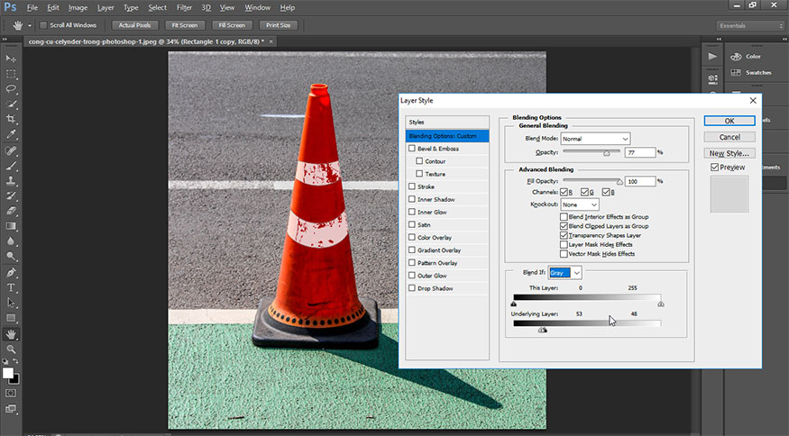 giảm Opacity xuống một chút 