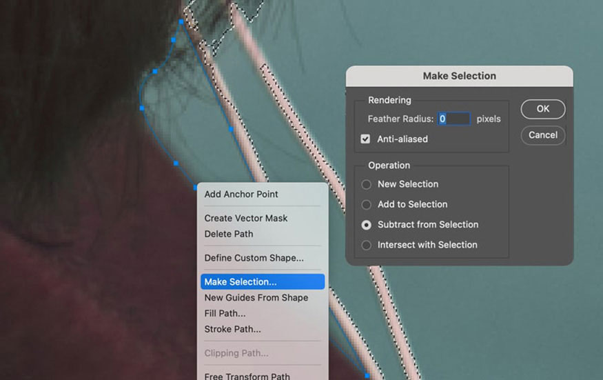 nhấp chuột phải và chọn Make Selection