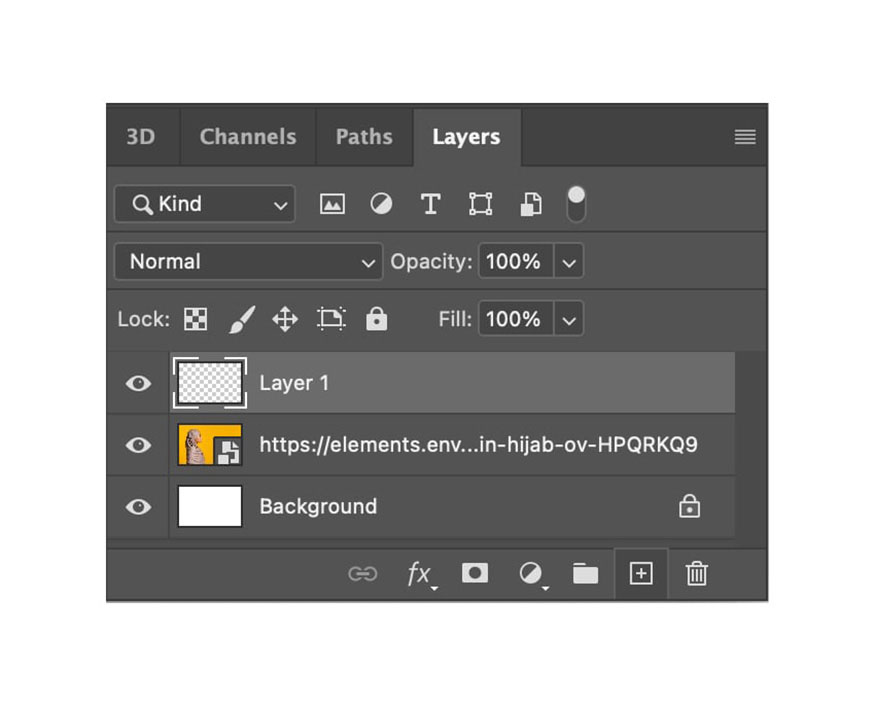 Tạo một layer mới phía trên layer chứa cô gái.