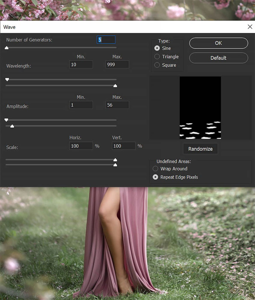 Gaussian Blur và cài đặt Radius thành 25 px. 