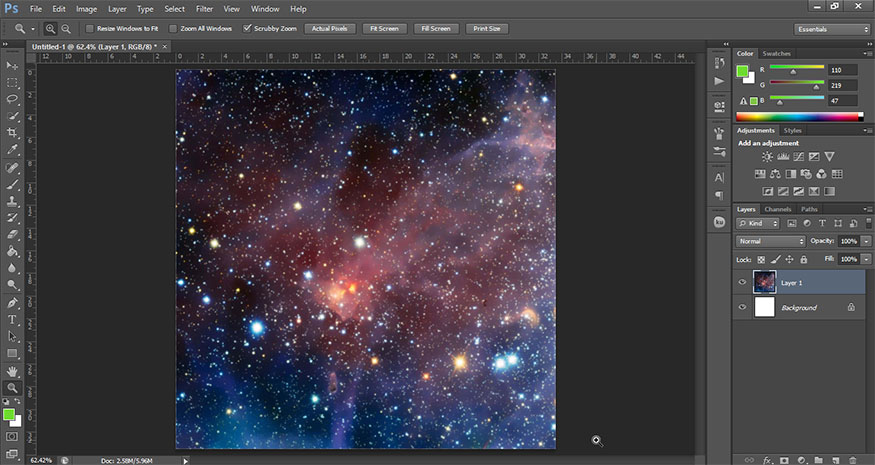 Mở Photoshop và tạo một tài liệu với size 950 x 950 px