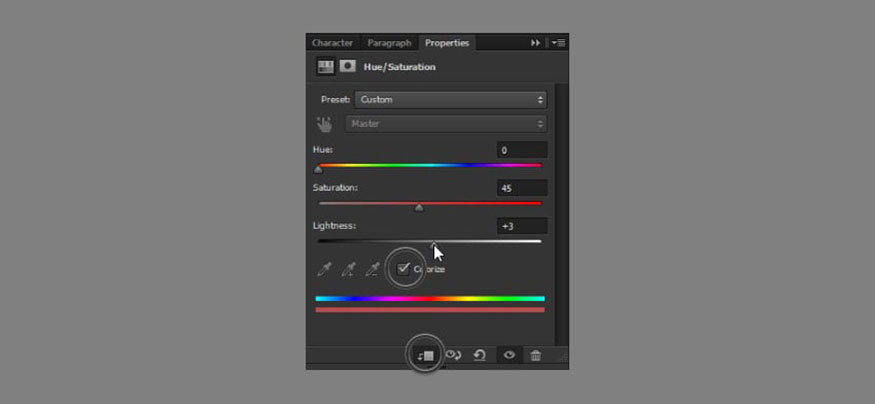 Tô màu cho cỏ bằng điều chỉnh Hue/Saturation.