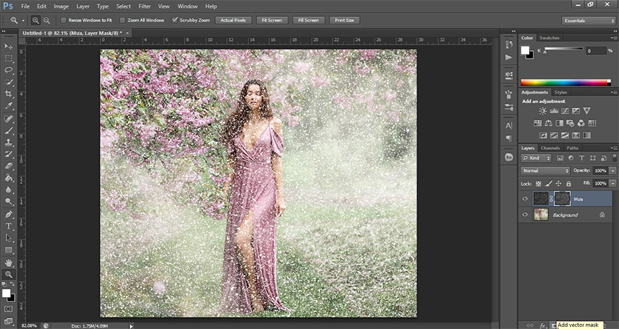 Add layer mask ở dưới góc phải màn hình