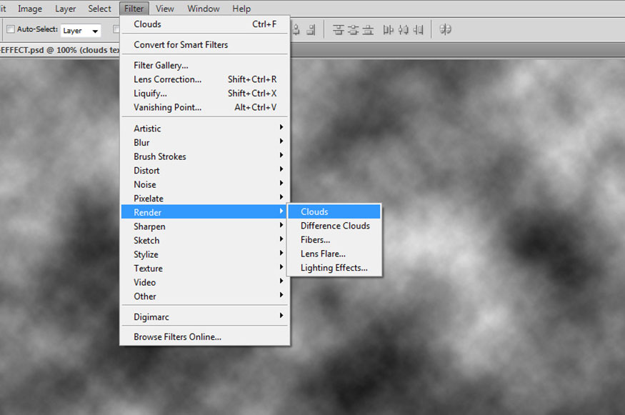  tạo một layer mới sau đó đặt tên là Clouds texture