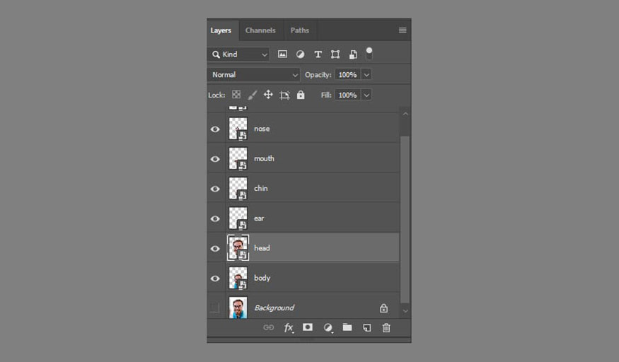 chuyển đổi từng layer thành Smart Object