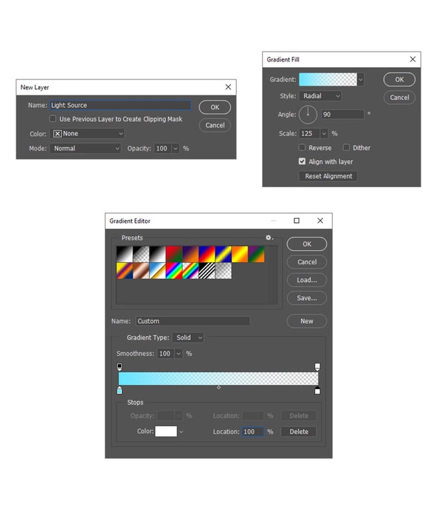 tạo một layer tô màu gradient mới