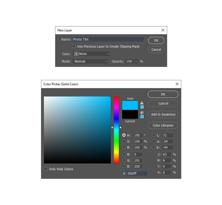 tạo một layer màu đồng nhất mới