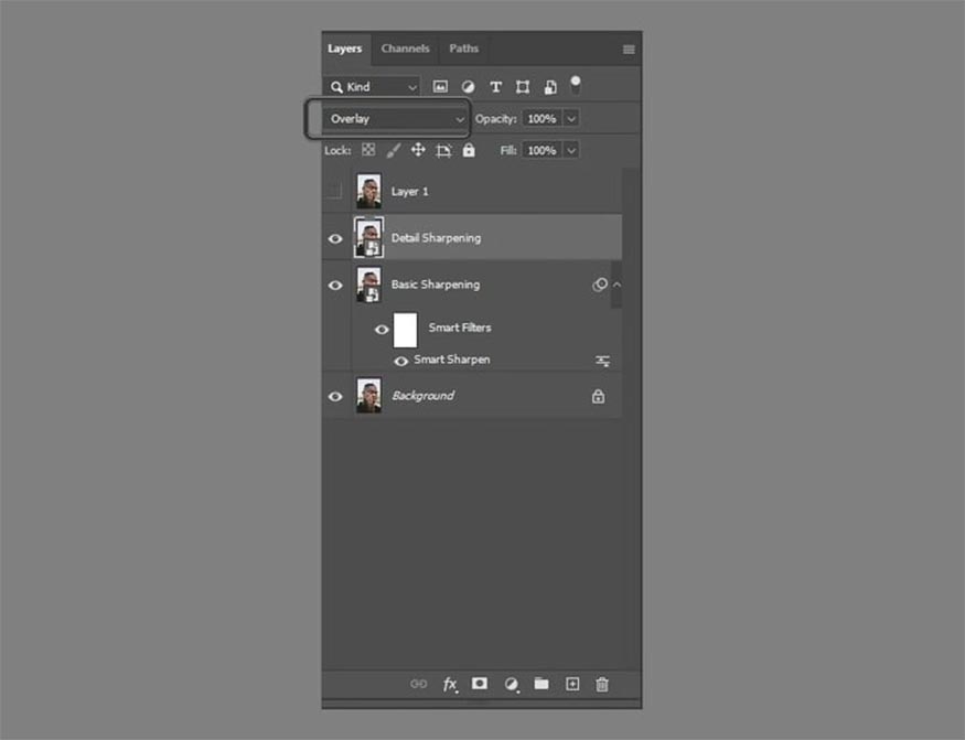 Thay đổi Blend Mode của layer này thành Overlay