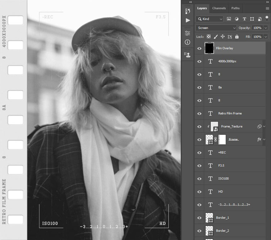 Change the Blending Mode of this layer to Screen and set the Opacity to 50%