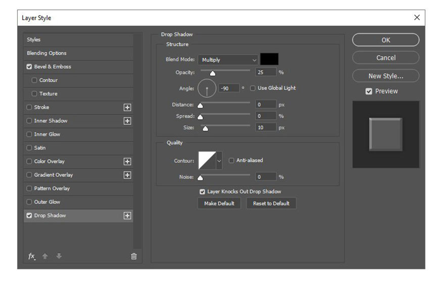 Right click on this layer and select Blending Options