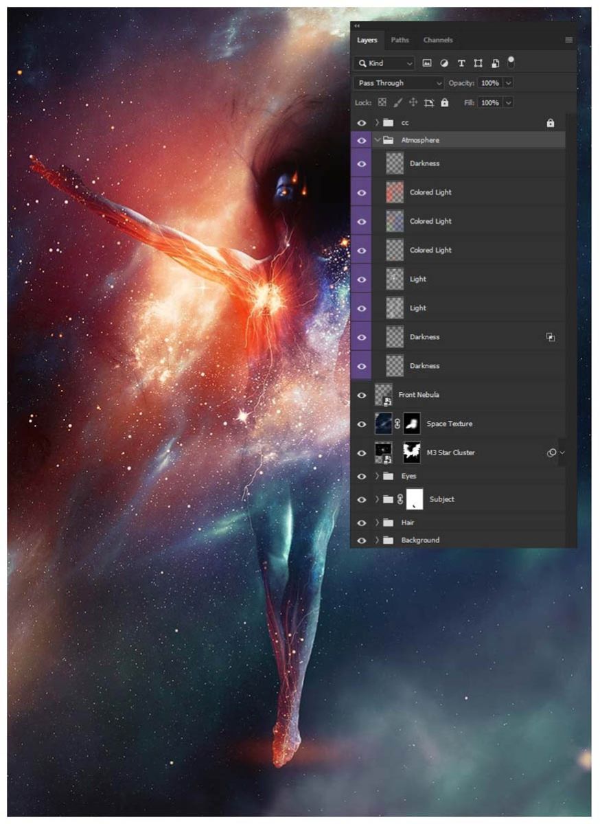 sử dụng hỗn hợp các layer Screen và Overlay