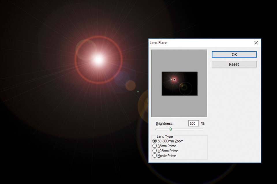 Lens Flare tạo tia nắng trong photoshop