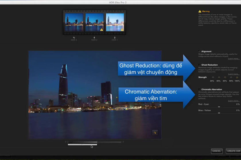 Chức năng Ghost Reduction và Chromatic