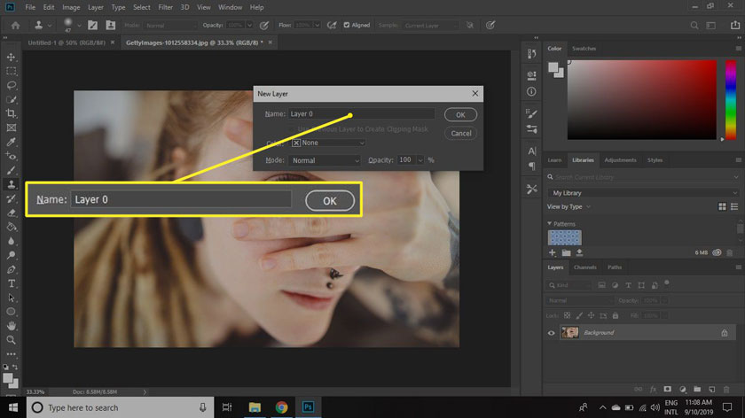 Create new layer photoshop