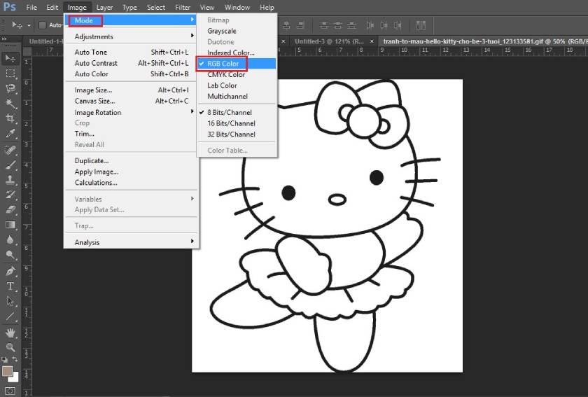 Kiểm tra bit ảnh trong photoshop