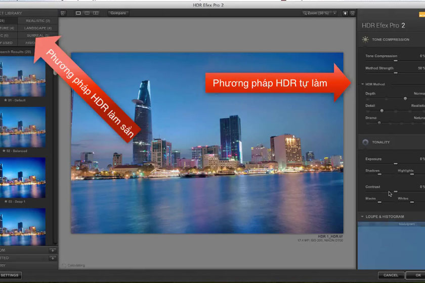 Preview HDR tự làm và HDR làm sẵn