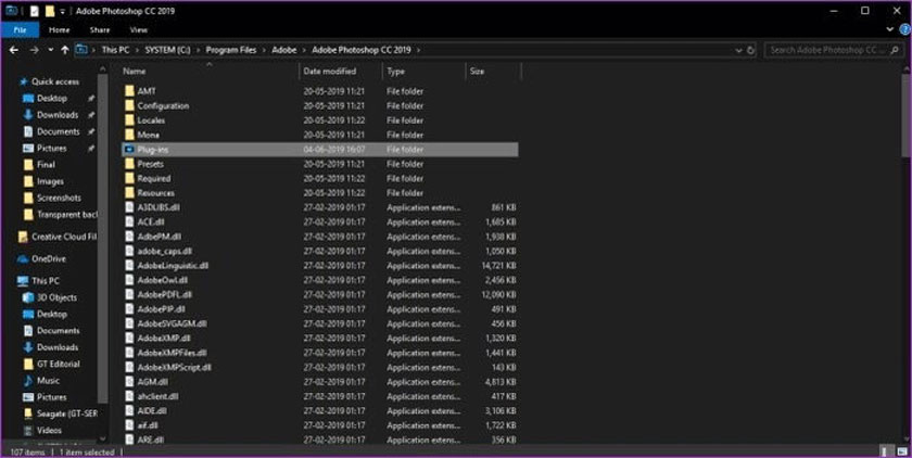 Thư mục plugin photoshop cc 2019
