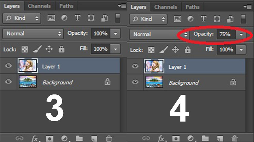 ảnh 3 và 4 vị trí background và layer