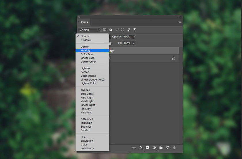 bảng điều khiển của blending mode trong photoshop