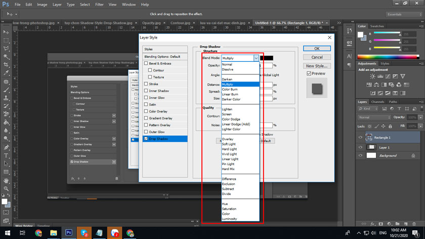 blend mode drop shadow