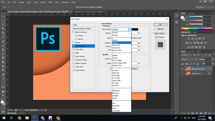 Blend mode inner shadow photoshop