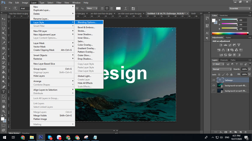 blend option fill và opacity