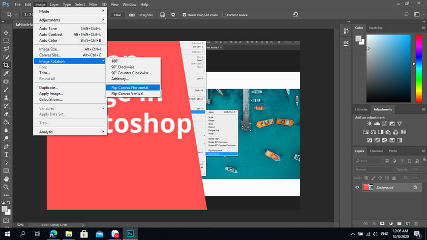image rotation - flip canvas horizontal