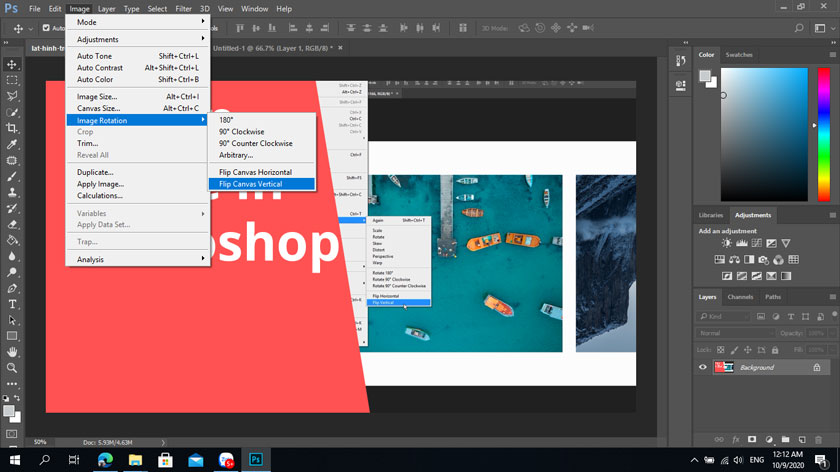 image rotation -> Flip canvas vertical