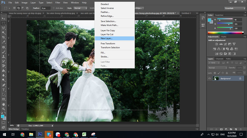 new layer bo viền ảnh trong photoshop