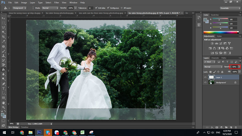 New layer opacity 50%