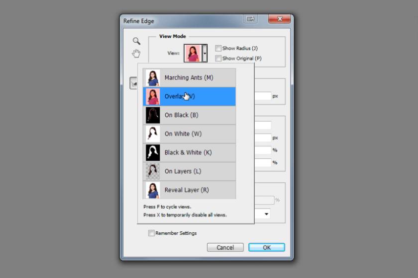 overlay chọn tóc trong photoshop