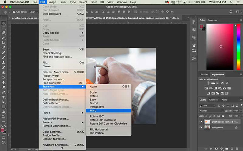 transform wraping photoshop