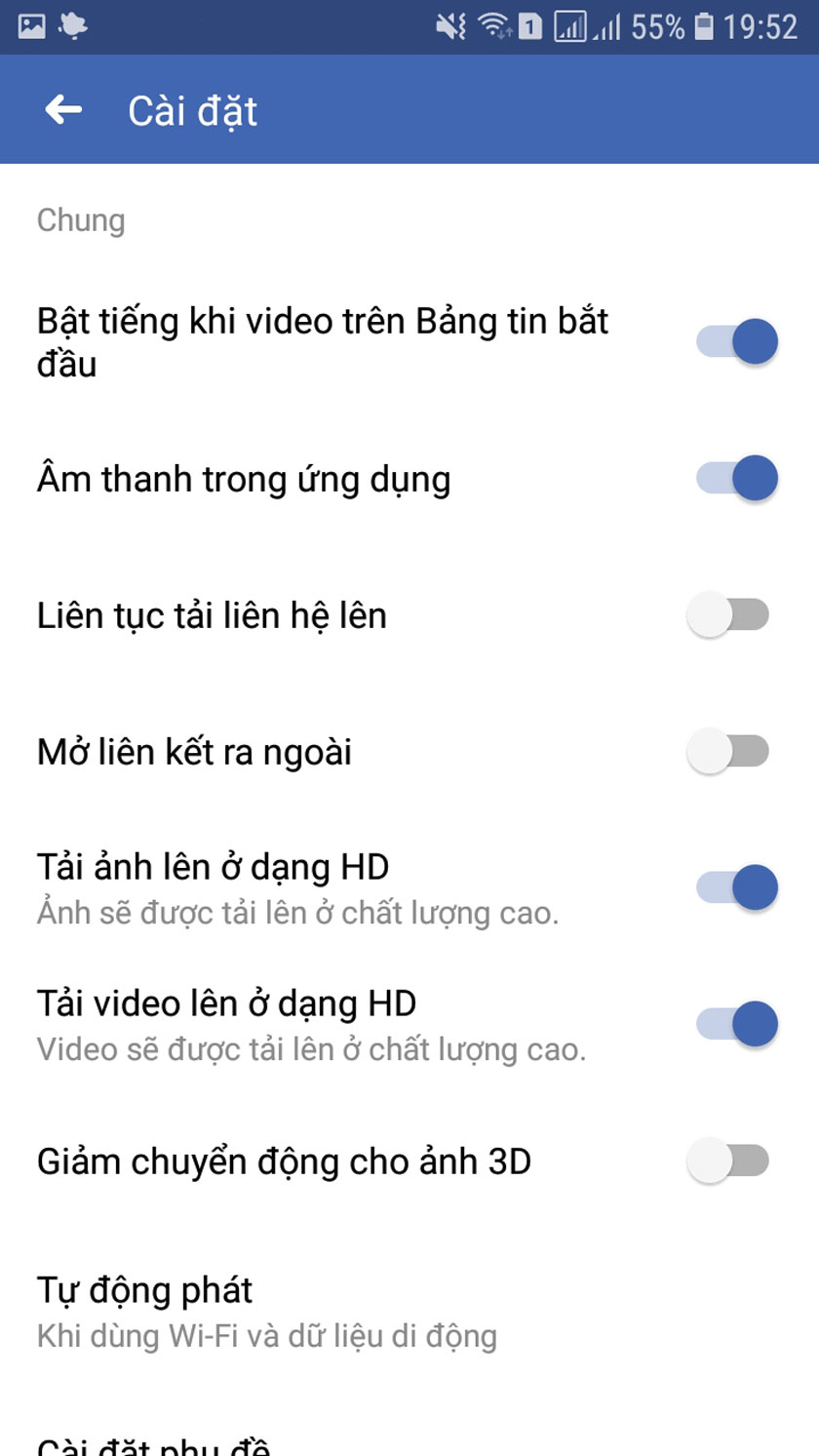 Bật tính năng tải ảnh lên ở dạng HD