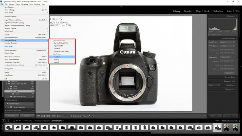 Có thể dùng lại preset dành riêng cho facebook sau này
