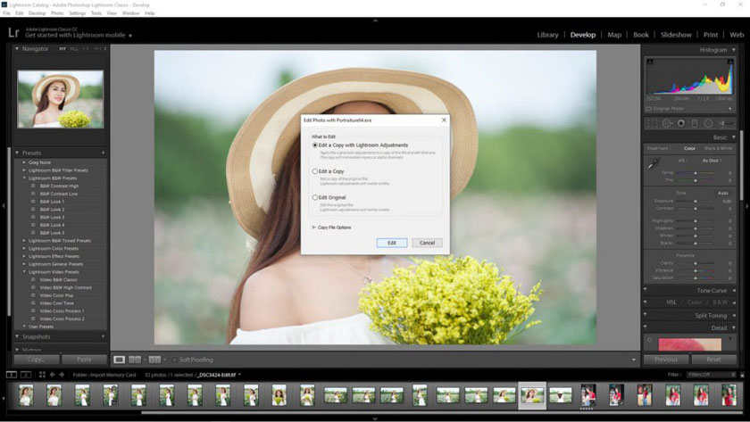 chọn edit để làm mịn da