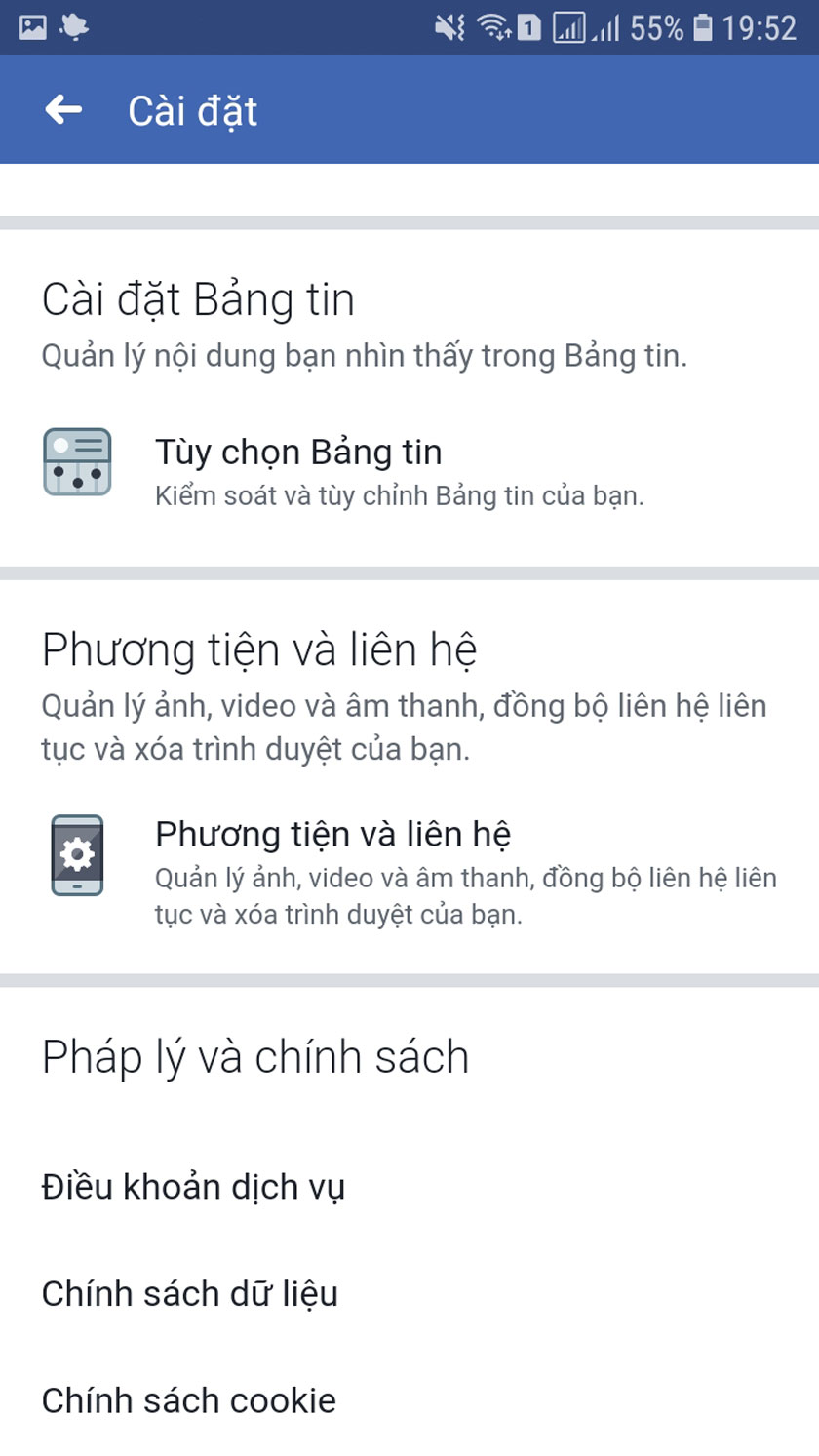 Tìm tới mục cài đặt và quyền riêng tư