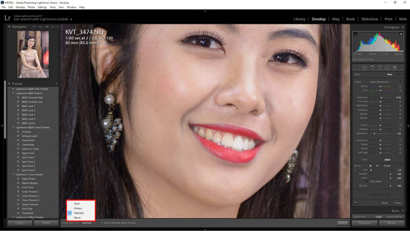 [Mách bạn] Cách làm trắng răng bằng Lightroom