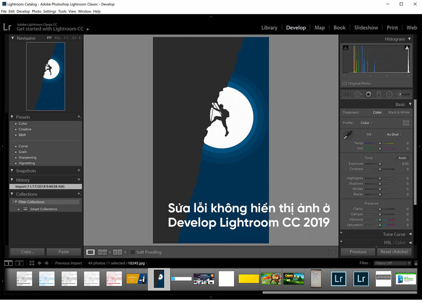 Develop module Lightroom không hiển thị hình ảnh