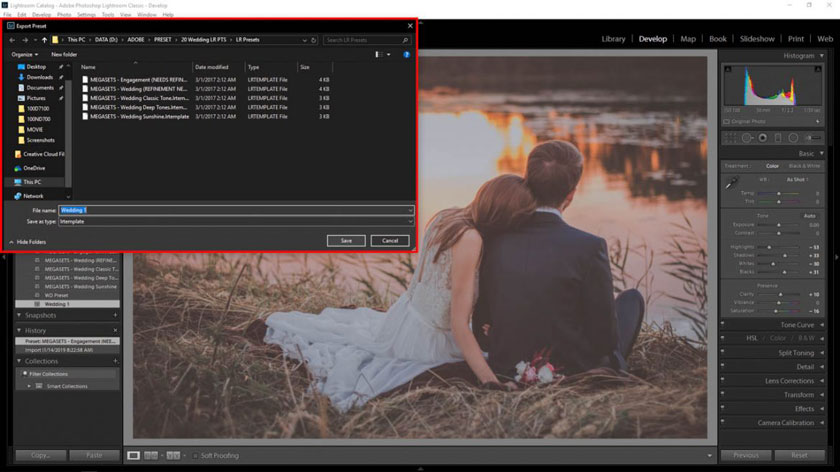 chọn Export preset