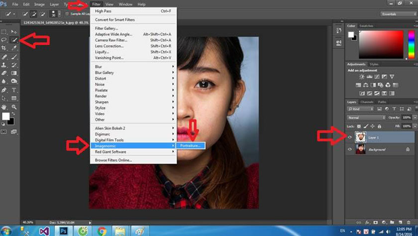 ngoài dùng lab color, chúng ta có thể sử dụng plugin để làm da trắng hồng