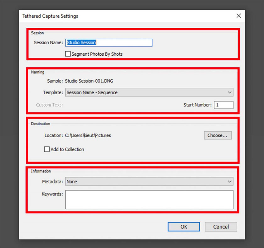 chụp ảnh bằng lightroom tethered capture